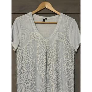 Gretty Zueger Women M Blue Short Sleeve Silk Top Cottagecore Fairy Tunic